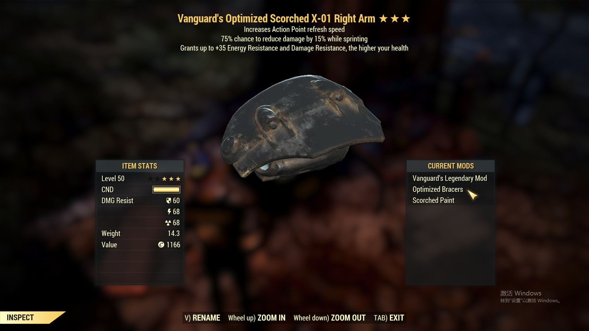 Vanguard's [Sent AP] Optimized Scorched X-01 Right Arm